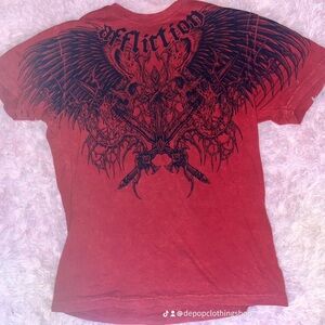 Affliction Red Winged Graphic Tee